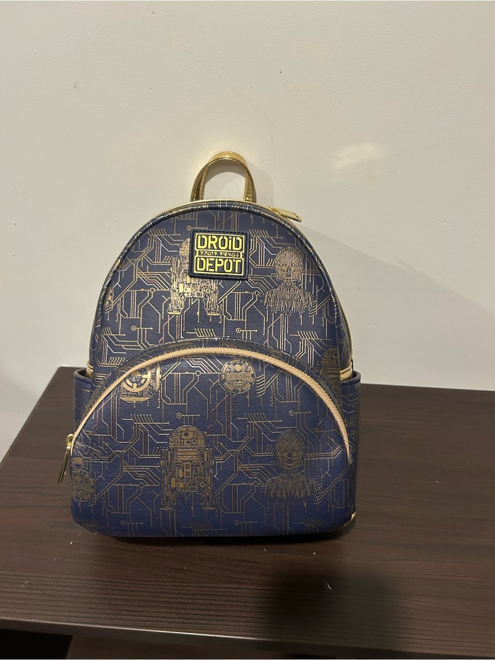 Disney Parks  Droid Depot Loungefly Navy and Gold Droid Depot Mini Backpack